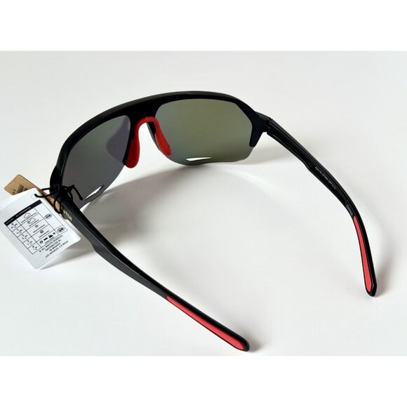 Hang Ten Shield Sunglasses Black Frame Yellow Mirror Lens Sport Unisex 63 16 New - Picture 5 of 9